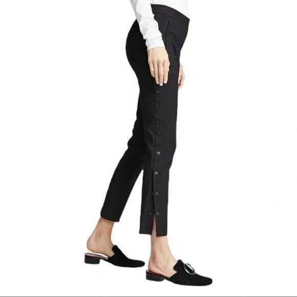 Tibi Anson Stretch Cropped Skinny Black Side Snaps Pant size 2